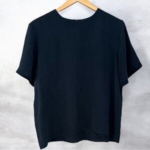 Anna And Frank Shirt Womens Large Black 100% Silk Short Sleeve Blouse